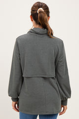 Olive Long Sleeve Drawstring Hooded Maternity Pullover