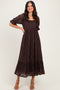 Brown Lace Square Neck Maxi Dress