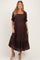 Brown Floral Lace Square Neck Maternity Maxi Dress