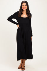 Black Long Sleeve Scoop Neck Maxi Dress