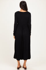 Black Long Sleeve Scoop Neck Maxi Dress