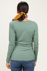Sage Ribbed Knit Long Sleeve Wrap Nursing Top