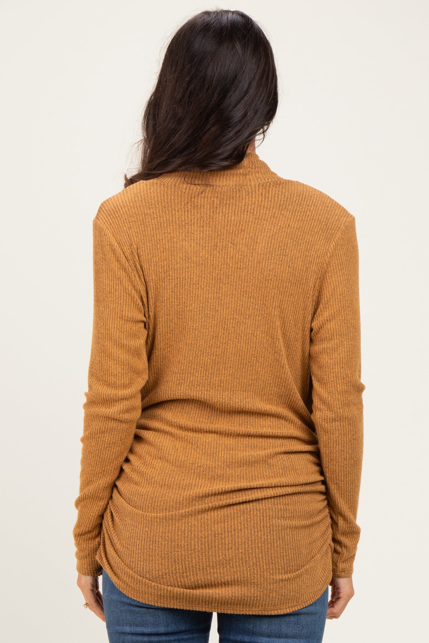 Mustard Soft Heathered Draped Wrap Nursing Top