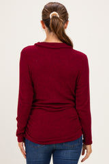 Burgundy Heathered Draped Wrap Maternity/Nursing Top