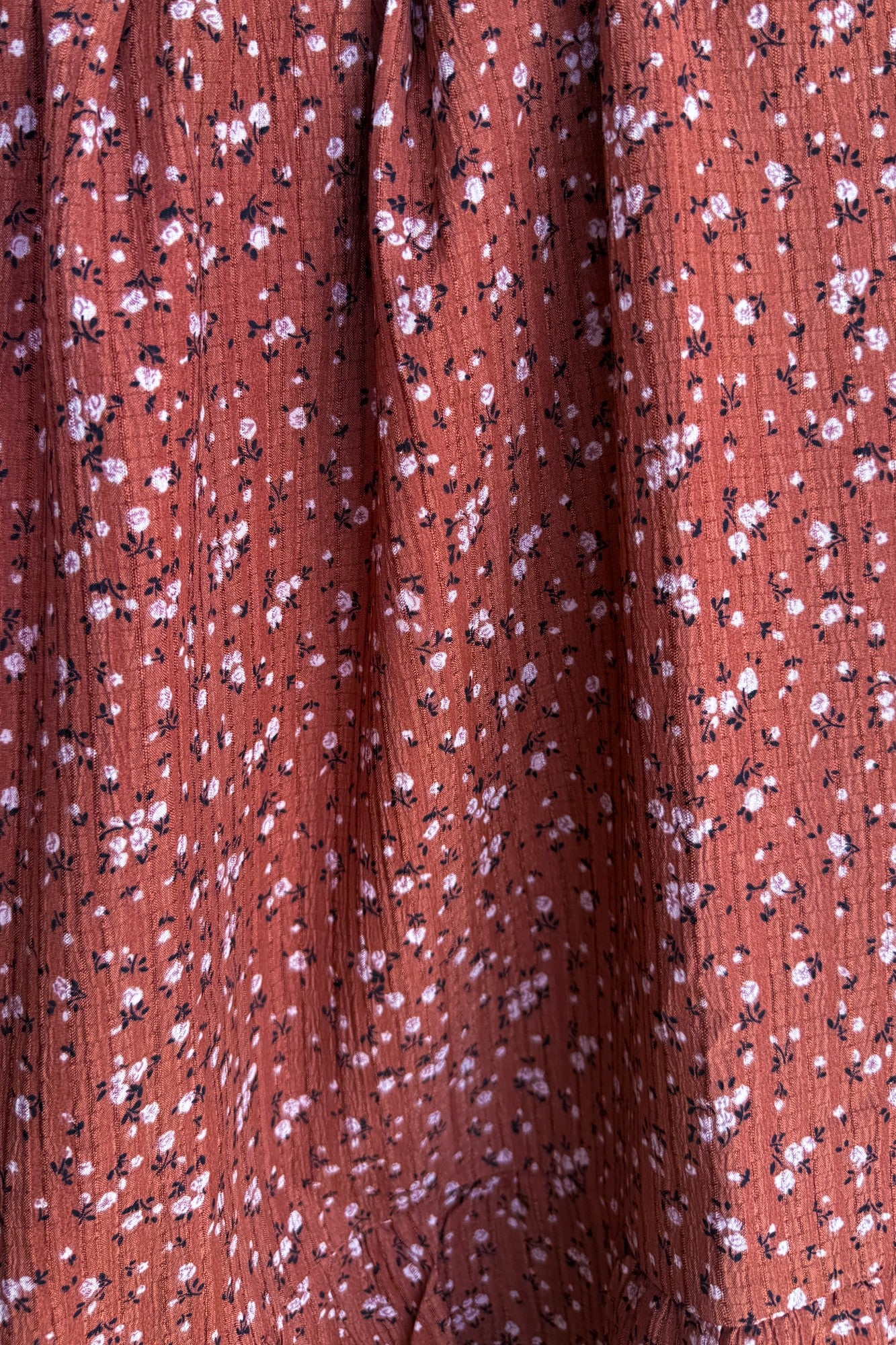 Cinnamon Floral Smocked Ruffle Hem Midi Dress