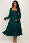 Hunter Green Smocked Button Bodice Long Sleeve Maternity Maxi Dress