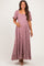 Mauve Embroidered Tiered Maternity Maxi Dress