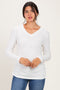 Ivory Long Sleeve V-Neck Top