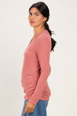 Mauve Long Sleeve V-Neck Top
