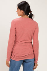 Mauve Long Sleeve V-Neck Top