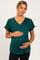 Forest Green V-Neck Pocket Short Sleeve Maternity Shirt