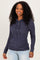 Navy Long Sleeve Button Front Long Sleeve Fitted Top