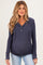 Navy Long Sleeve Button Front Long Sleeve Fitted Maternity Top