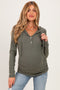 Olive Long Sleeve Button Front Long Sleeve Fitted Maternity Top