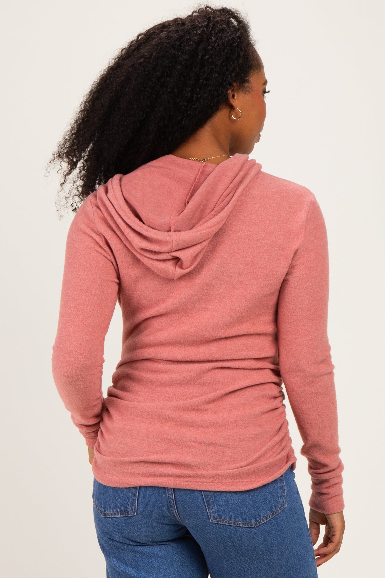 Mauve Long Sleeve Button Front Long Sleeve Fitted Top