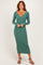 Emerald V-Neck Long Sleeve Fitted Maxi Dress