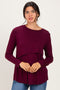 Burgundy Nursing Lift-Up Long Sleeve Top