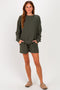 Dark Olive Pullover & Shorts Set