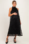 Black Sequin Embroidered Halter Neck Maternity Midi Dress