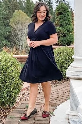 Black Draped Front Nursing Dress