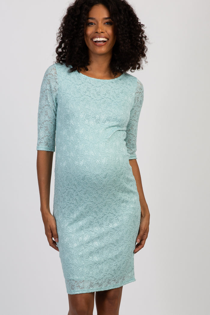PinkBlush Light Blue Lace Maternity Dress