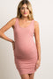 PinkBlush Pink Sleeveless Ribbed Fitted Maternity Dress