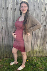 PinkBlush Rust Ribbed Ruched Sleeveless Maternity Dress