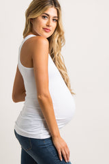 White Fitted Maternity Tank Top
