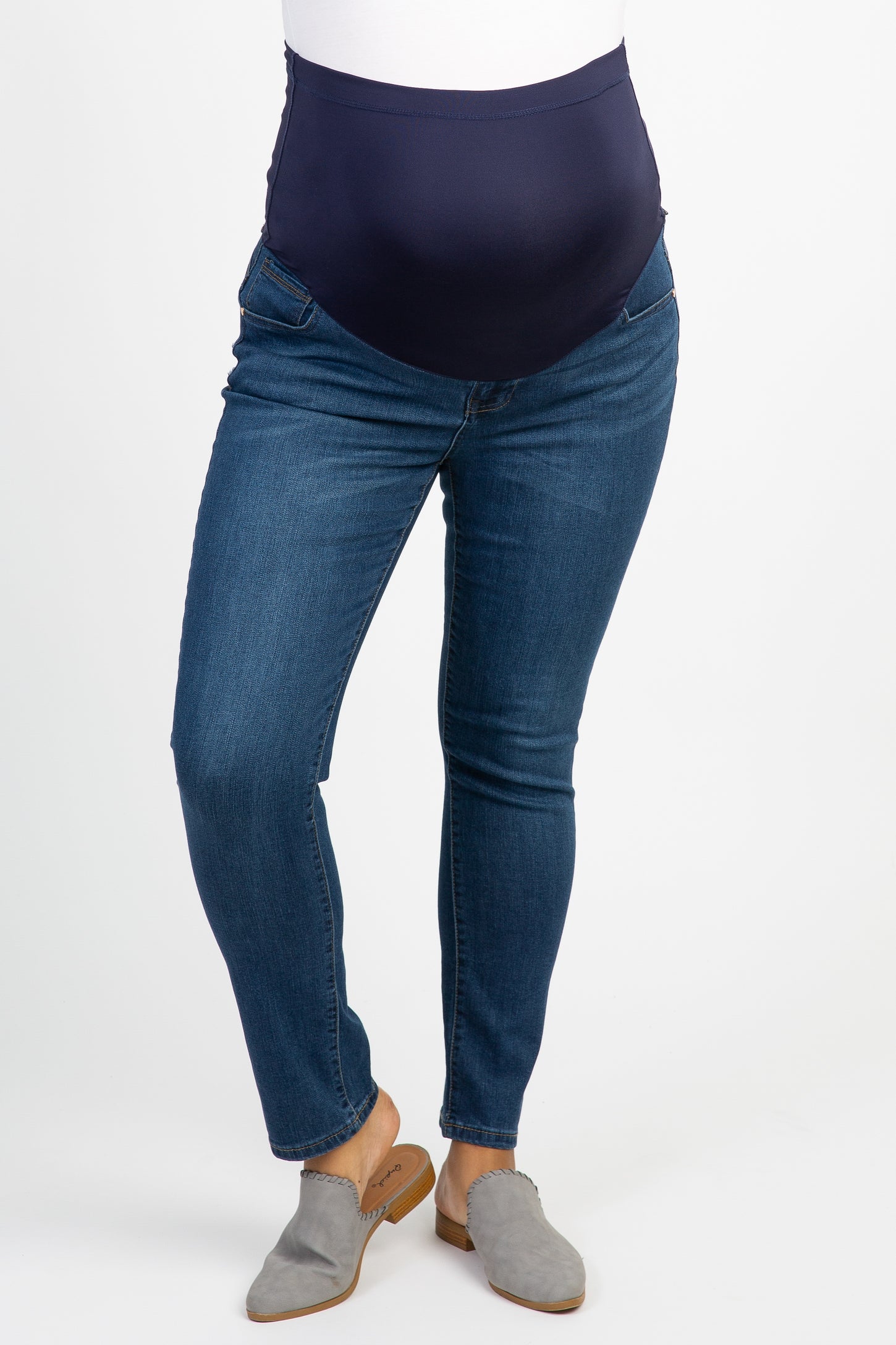 Navy Blue Faded Maternity Plus Skinny Jeans
