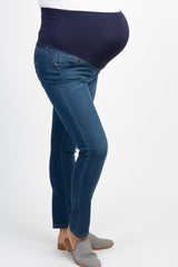 Navy Blue Faded Maternity Plus Skinny Jeans