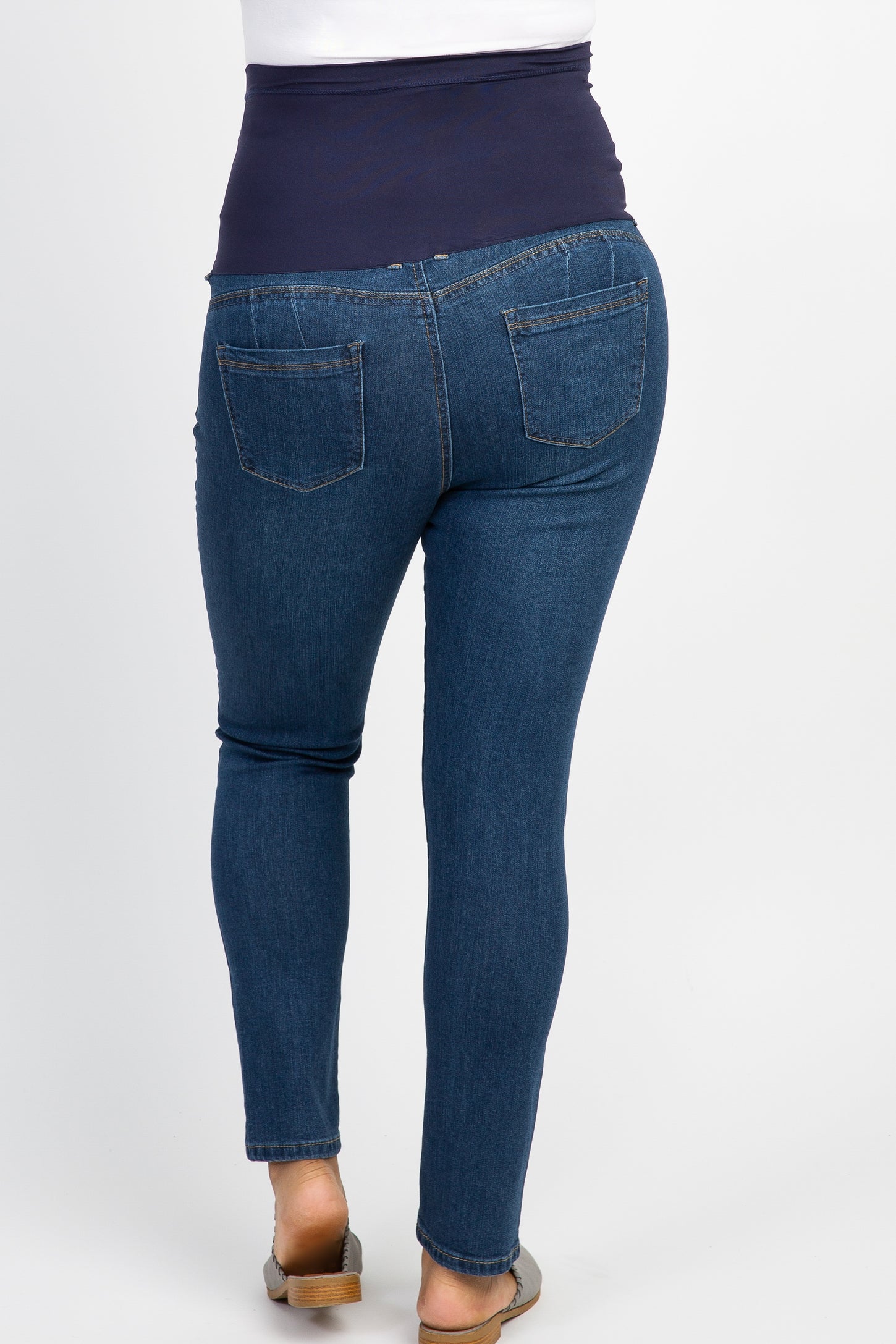 Navy Blue Faded Maternity Plus Skinny Jeans