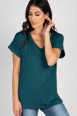 Forest Green V-Neck Pocket Accent Maternity Top