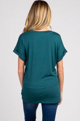 Forest Green V-Neck Pocket Accent Maternity Top