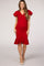 PinkBlush Red Ruffle Accent Fitted Maternity Wrap Dress