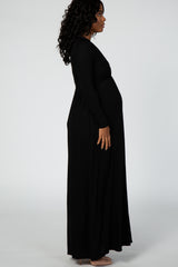 Black Long Sleeve Maternity Nursing Maxi Dress