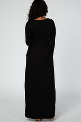 Black Long Sleeve Maternity Nursing Maxi Dress