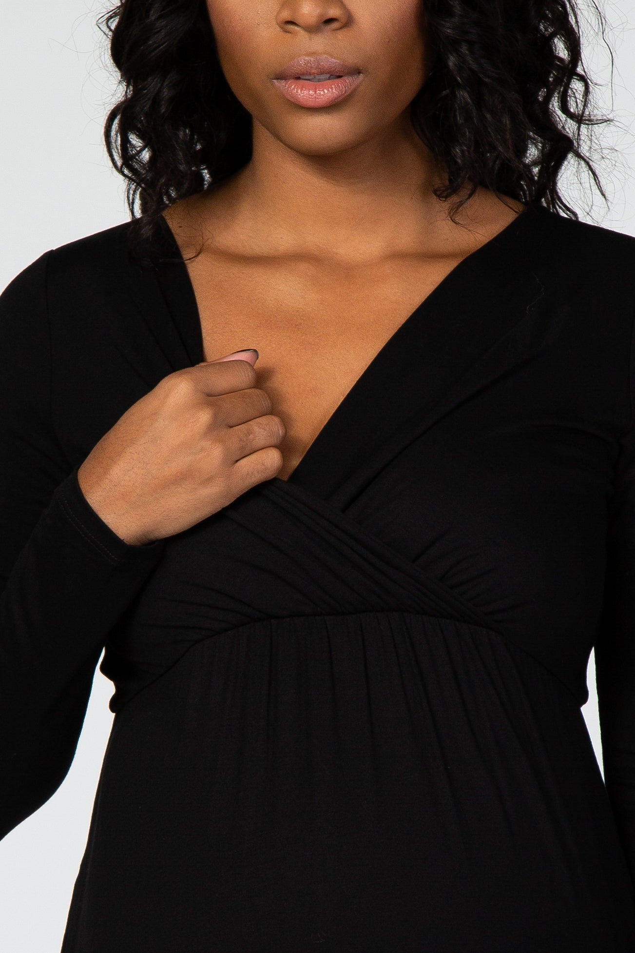 Black Long Sleeve Maternity Nursing Maxi Dress