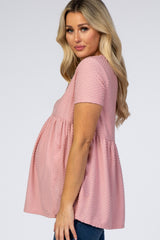 Mauve Swiss Dot Peplum Maternity Top