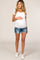 PinkBlush Light Blue Raw Hem Maternity Denim Shorts