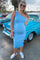 PinkBlush Light Blue Ruched One Shoulder Maternity Dress