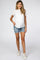 Light Blue Frayed Maternity Jean Shorts