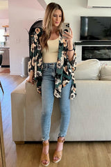 Forest Green Floral Sheer Cover Up