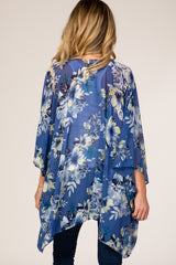 Blue Floral Chiffon Maternity Cover Up