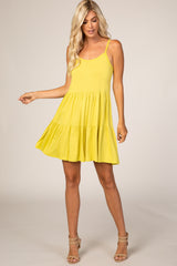 Lime Yellow Tiered Maternity Tank Dress