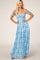 Blue Floral Flutter Sleeve Maxi Dress