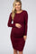 Burgundy Ruched Fitted Front Bow Maternity/Nursing Dress