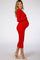 Red V-Neck Long Sleeve Fitted Maternity Maxi Dress