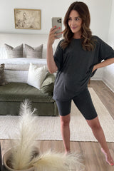 Charcoal Biker Short Maternity Sleep Set