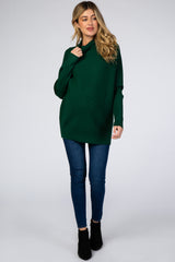 Forest Green Funnel Neck Dolman Sleeve Maternity Sweater