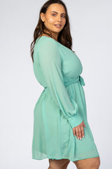 Mint Green Chiffon Plus Wrap Dress